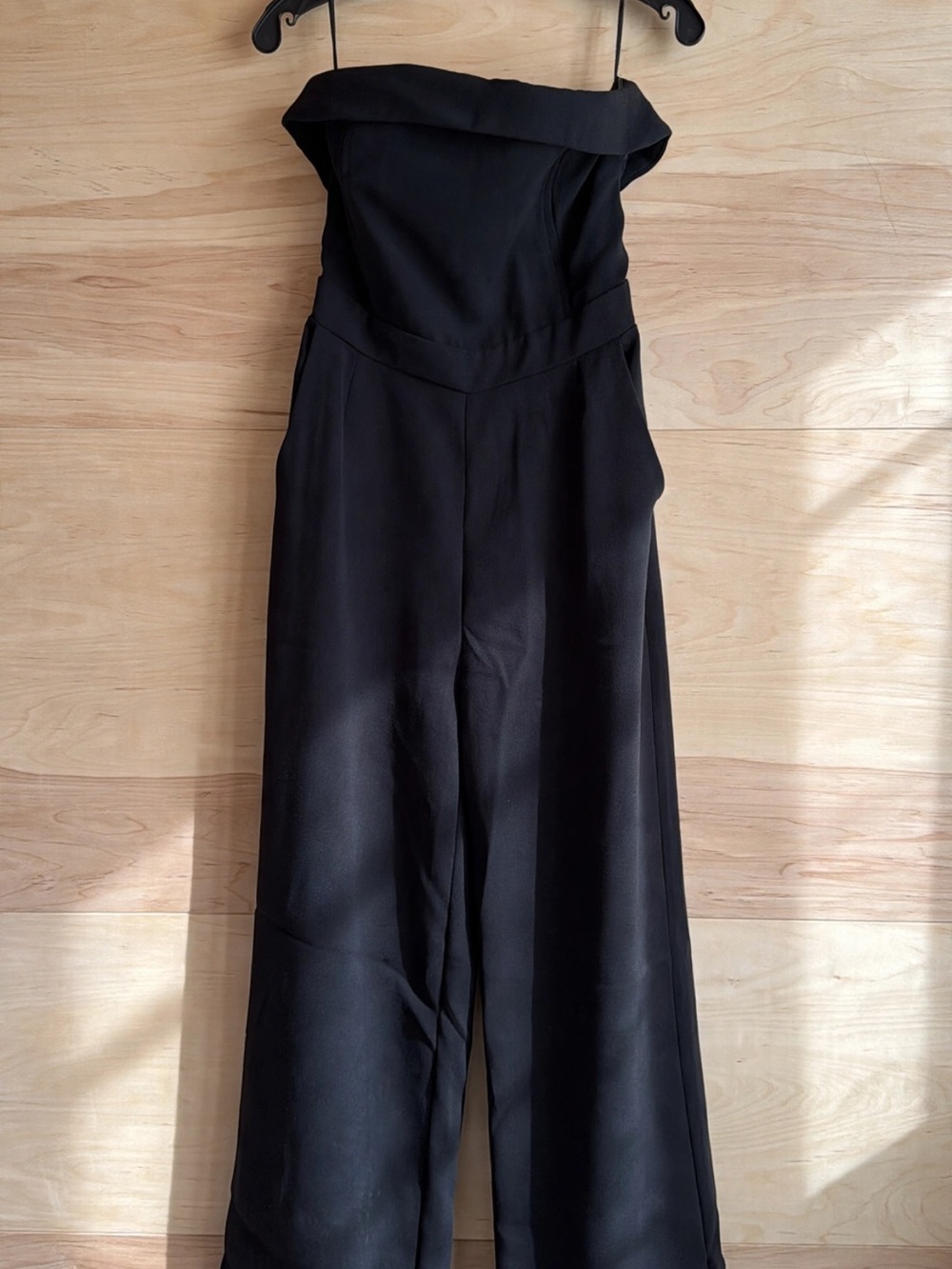 cupcakes & cashmere Black Strapless Wide-Leg Jumpsuit
